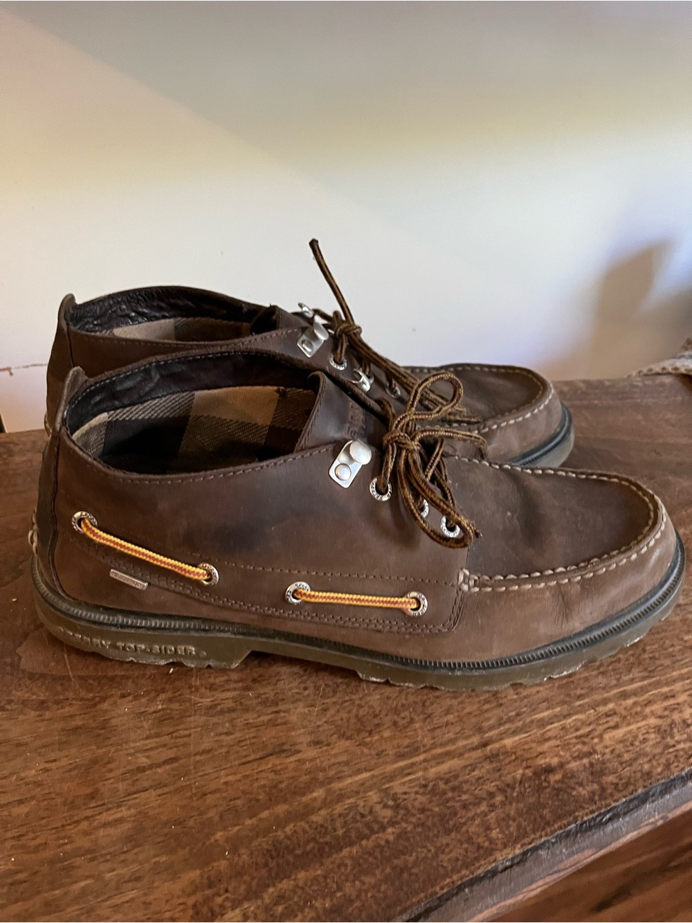Sperry Topsider Brown Leather Moc-Toe Boat Shoes 10
